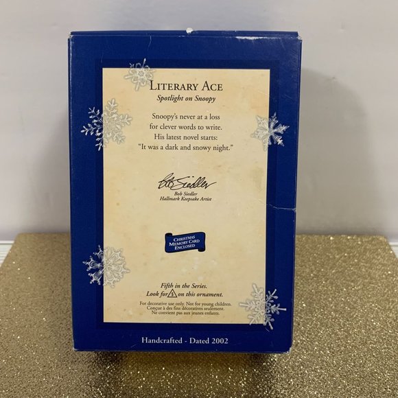 Hallmark Keepsake Ornament Peanuts Snoopy Literacy Ace Ornament With Box - Picture 2 of 7